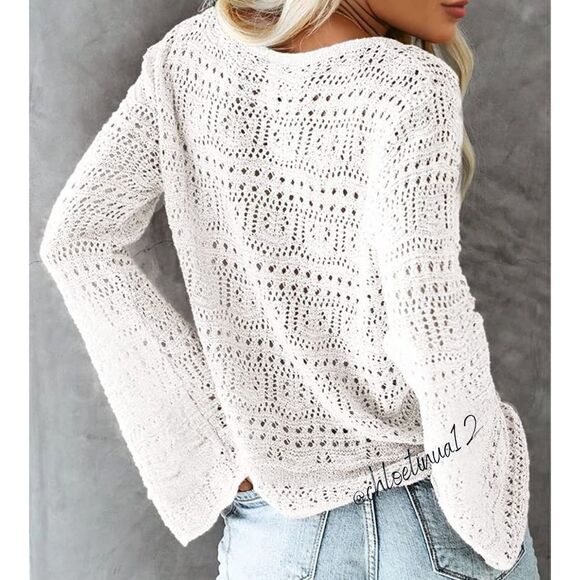 New Crochet Ruched Sweater Oversized - Picture 5 of 7